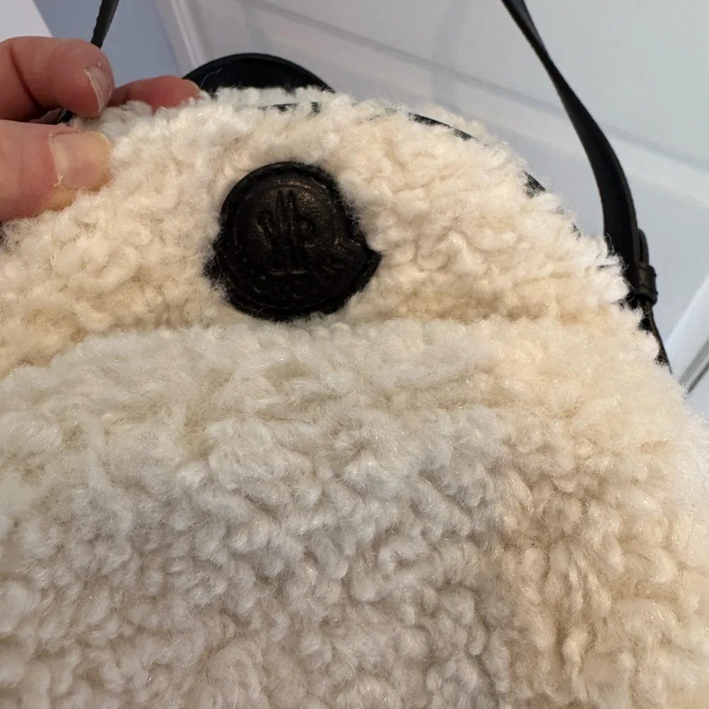 Moncler Kilia Black and White Shearling Crossbody Bag - Picture 2 of 7